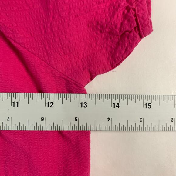 Janie and Jack 10 Girls Fuchsia Pink Puff Sleeve Seersucker Party Dress - Picture 6 of 8